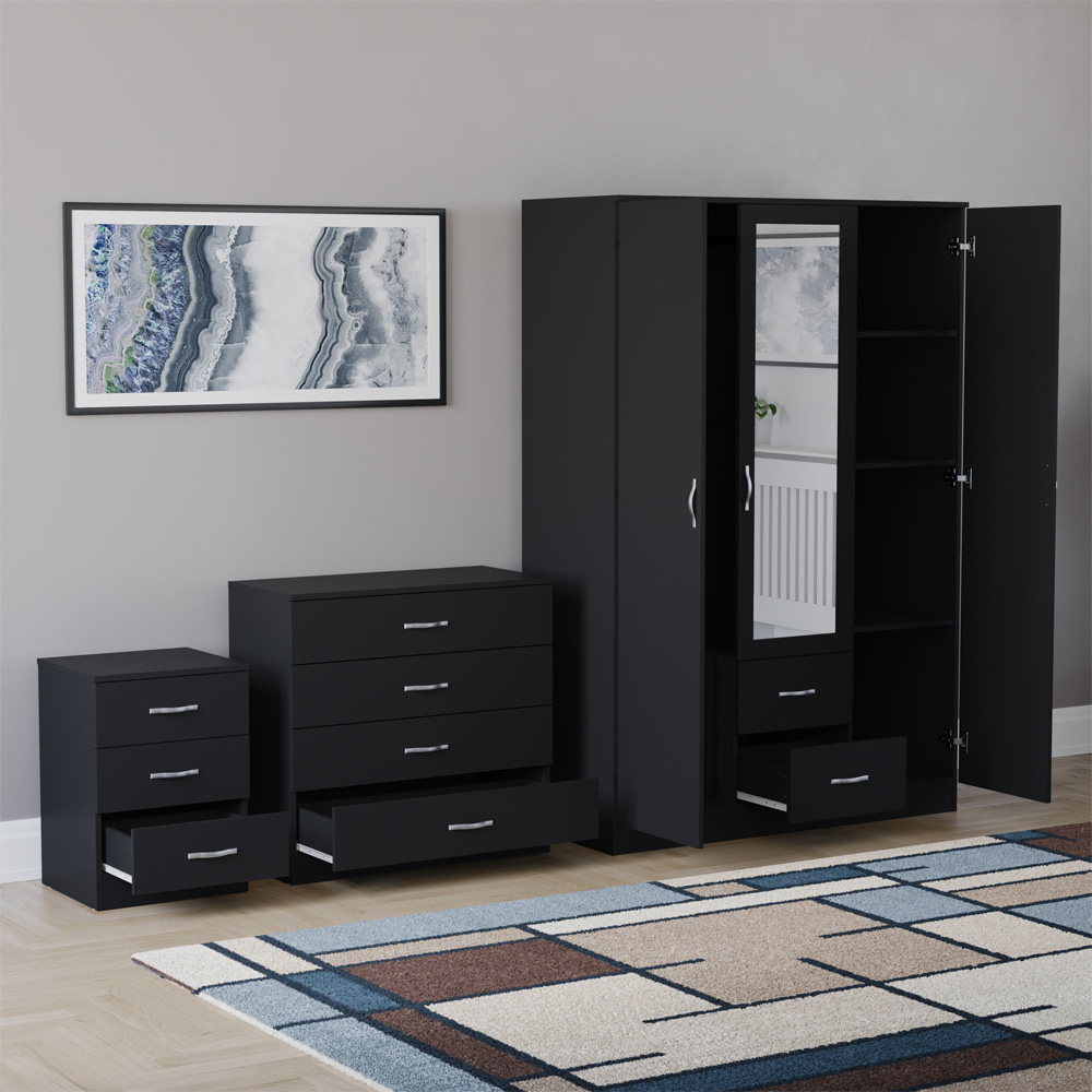 VIDA DESIGNS Riano Black 3 Piece Bedroom Furniture Set Image 4