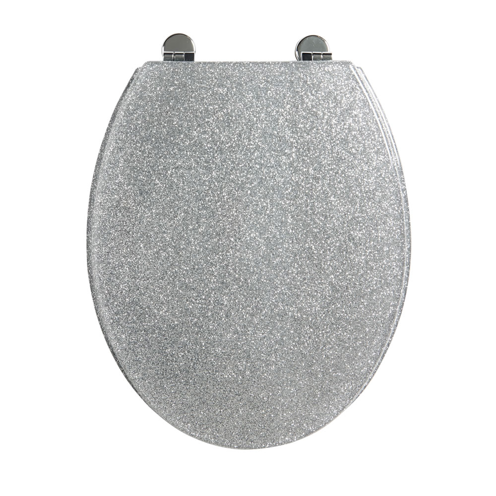 Croydex Toilet Seat Silver Sparkle Image