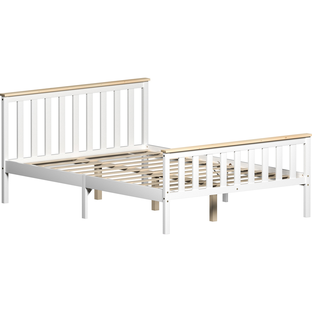 Vida Designs Milan Double White and Pine High Foot Wooden Bed Frame Image 2