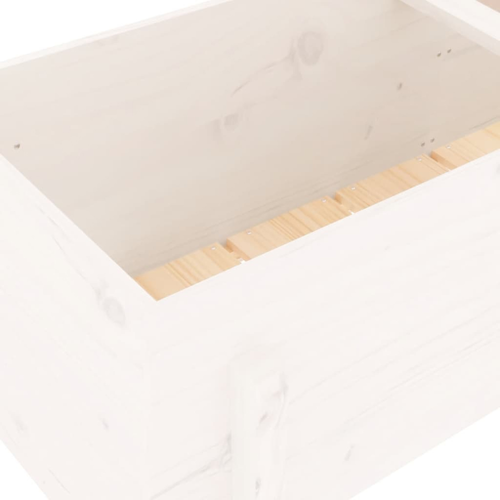 vidaXL White Solid Pine Rectangular Garden Raised Bed 121 x 50 x 57cm Image 6