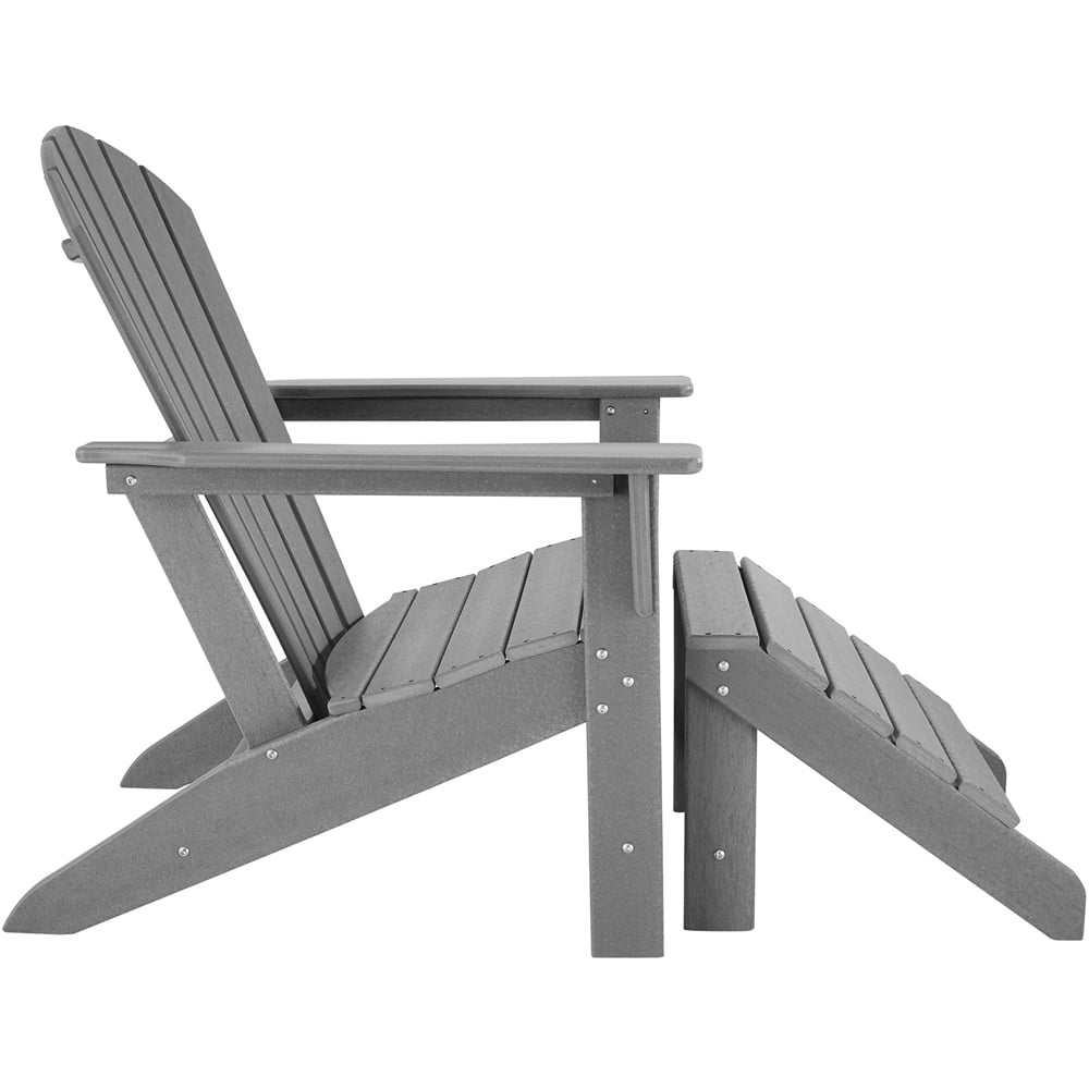 tectake Light Grey Weatherproof Footrest for Adirondack Garden Chair Image 5