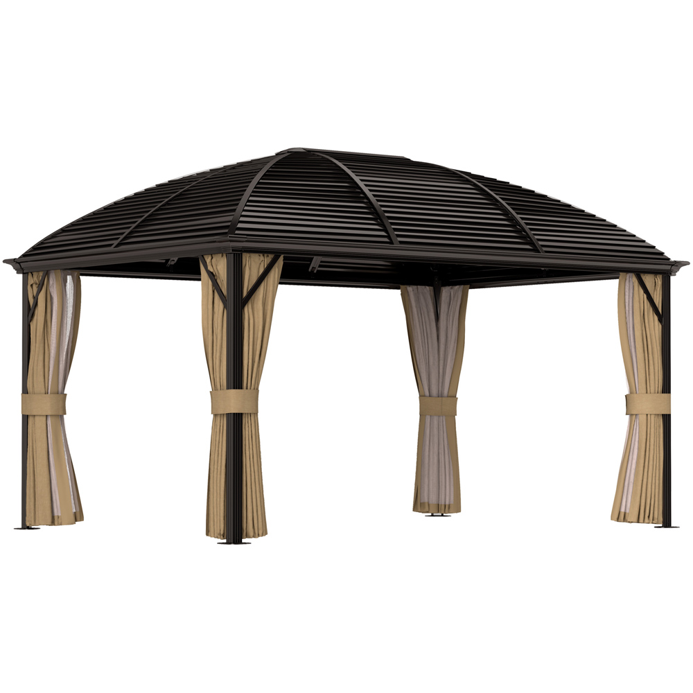 Outsunny 3 x 4m Brown Aluminium Hard Top Gazebo Image 2