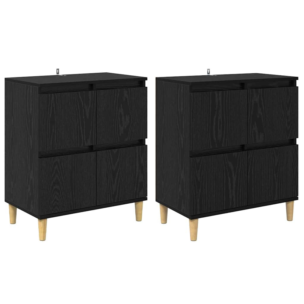 vidaXL 4 Door Black Oak Sideboard Set of 2 Image 2