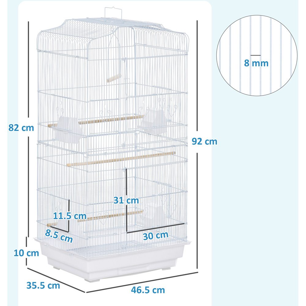 PawHut 92cm Large White Bird Cage with Perches Image 9