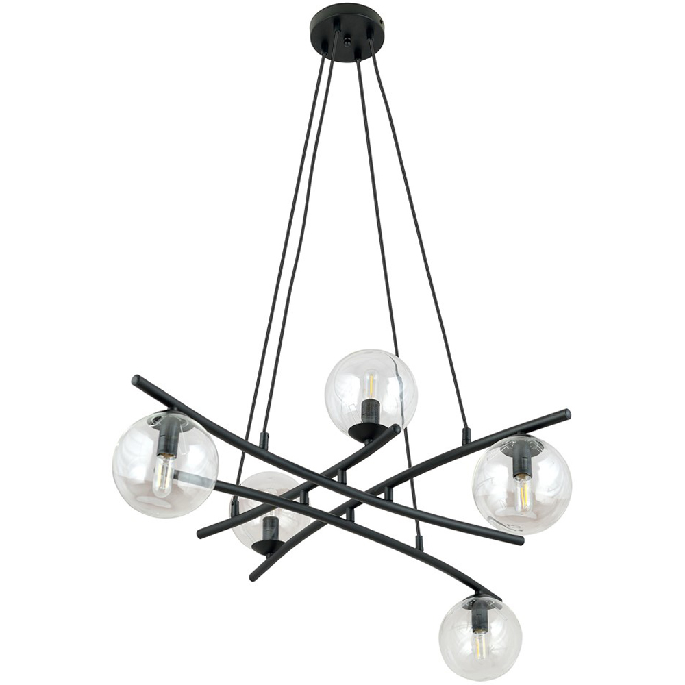 Emibig Essa 5 Light Transparent Shade Black E14 Ceiling Pendant Light Image 1