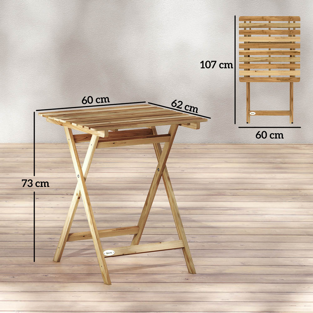 Outsunny Natural Wood Foldable Garden Coffee Table Image 9