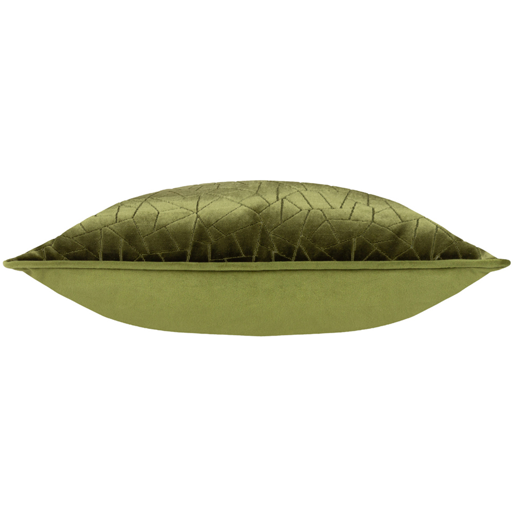 Hoem Malans Olive Cut Velvet Piped Cushion Image 4