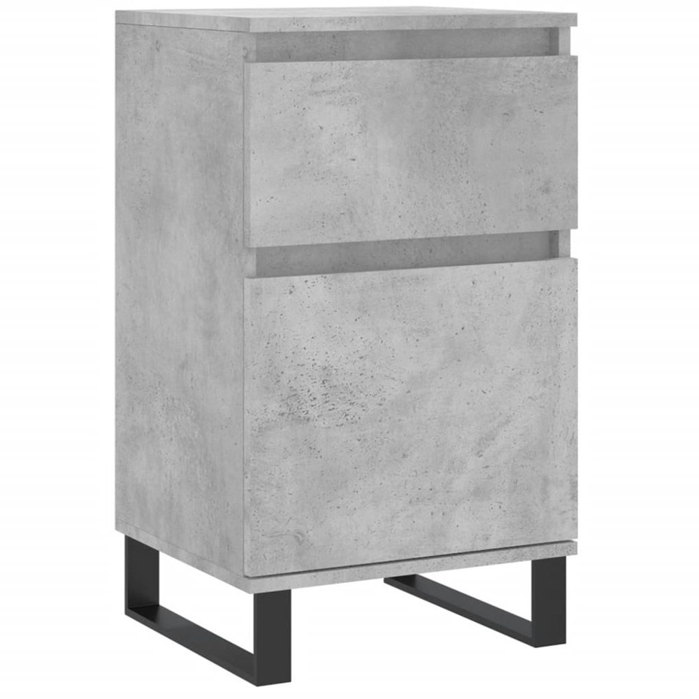 vidaXL Single Door Single Drawer Concrete Grey Wooden Sideboard Set of 2 Image 5