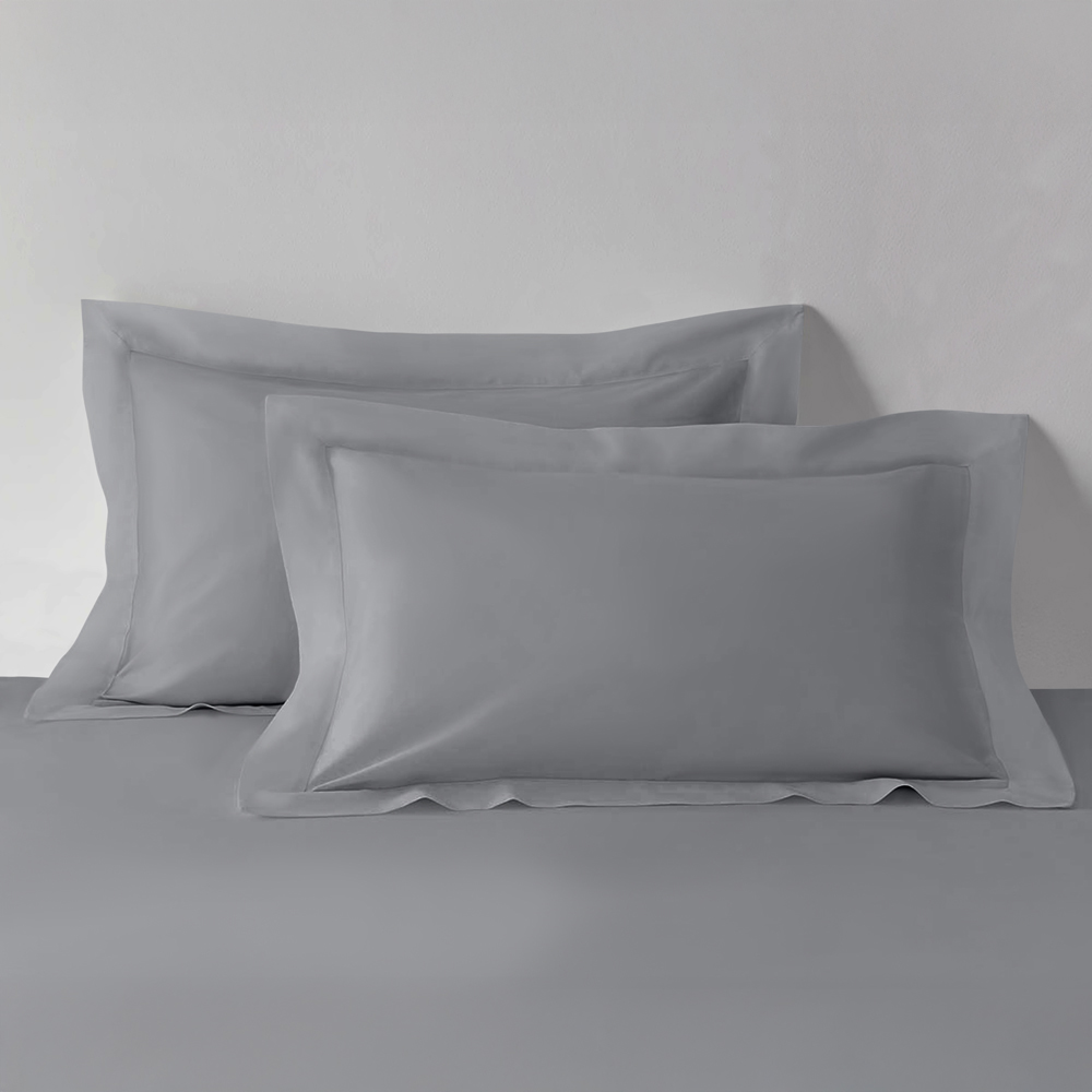 Sweet Dreams Grey T200 Percale Oxford Pillowcases Image 2