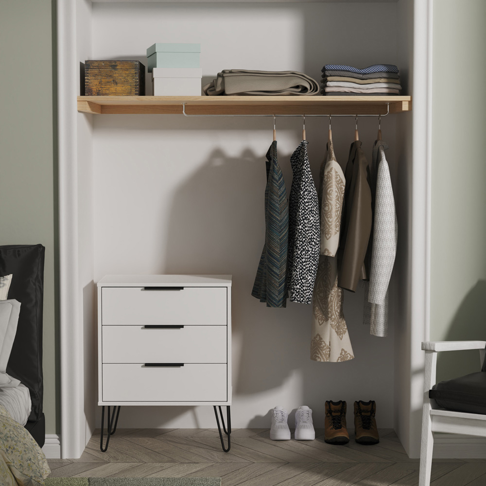 Crowndale Hong Kong 3 Drawer Matt White Midi Chest of Drawers Ready Assembled Image 5