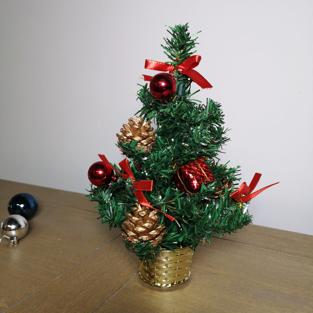 Premier Green Red and Gold Mini Christmas Tree Decoration 30cm Image 2