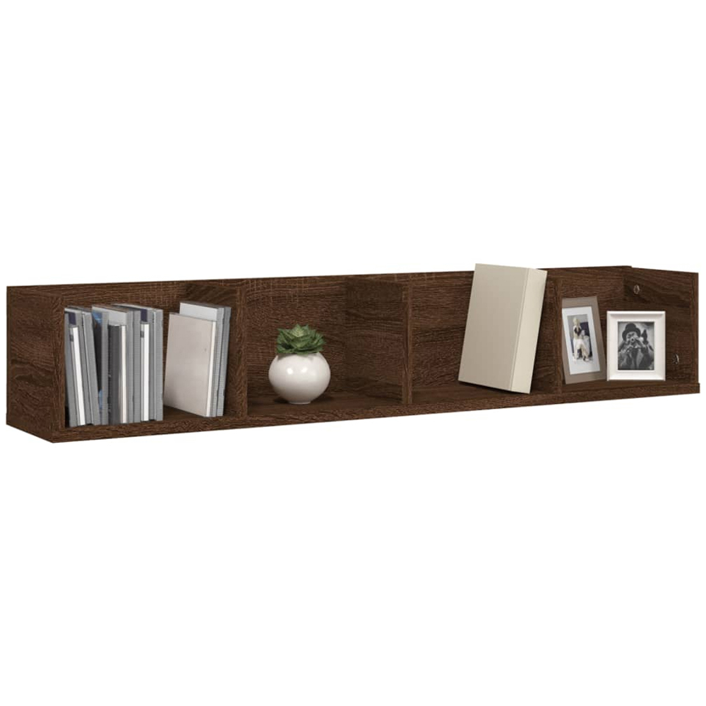 vidaXL 4 Shelf Brown Wall Shelf Image 2