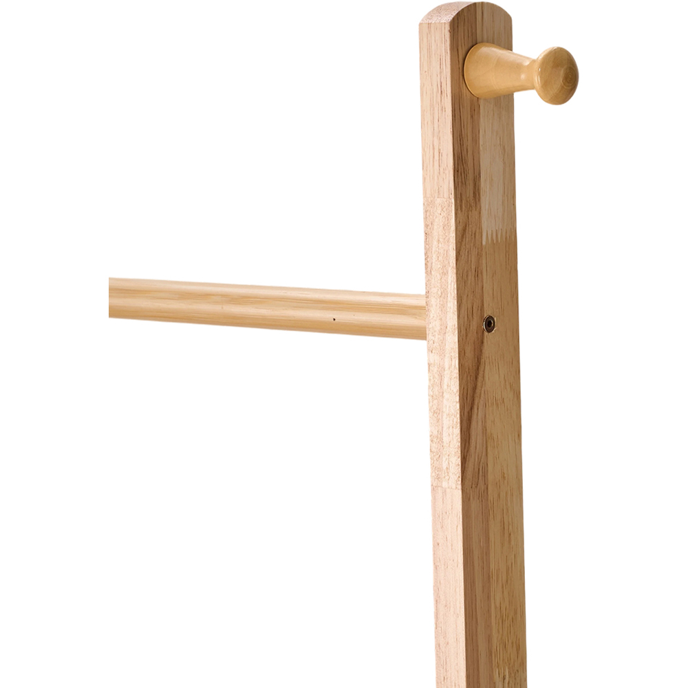 Living and Home Single Shelf Natural Freestanding Clothes Rack with 5 Hooks Image 6