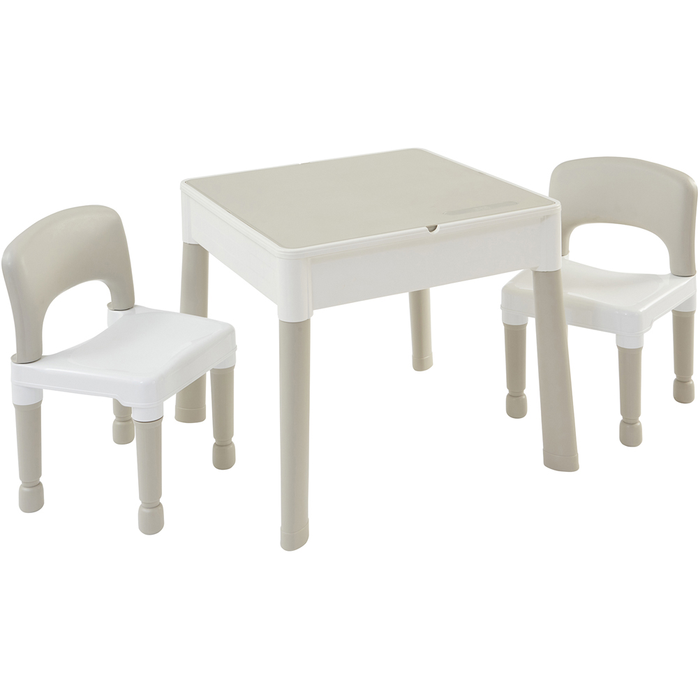 Liberty House Toys Kids 5-in-1 Grey and White Activity Table and 2 Chairs Set Image 2