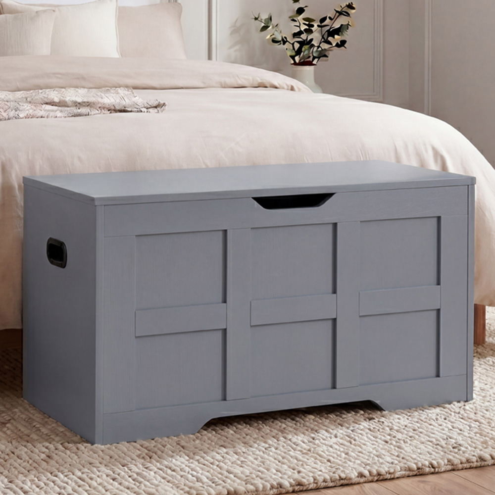 VIDA DESIGNS Grey Small Storage Ottoman Bench Image 1