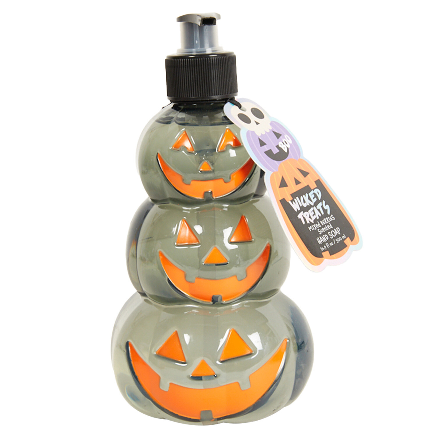 Sculpted Tri Stack Jack-O-Lantern Soap 500ml - Grey and Orange Image 1