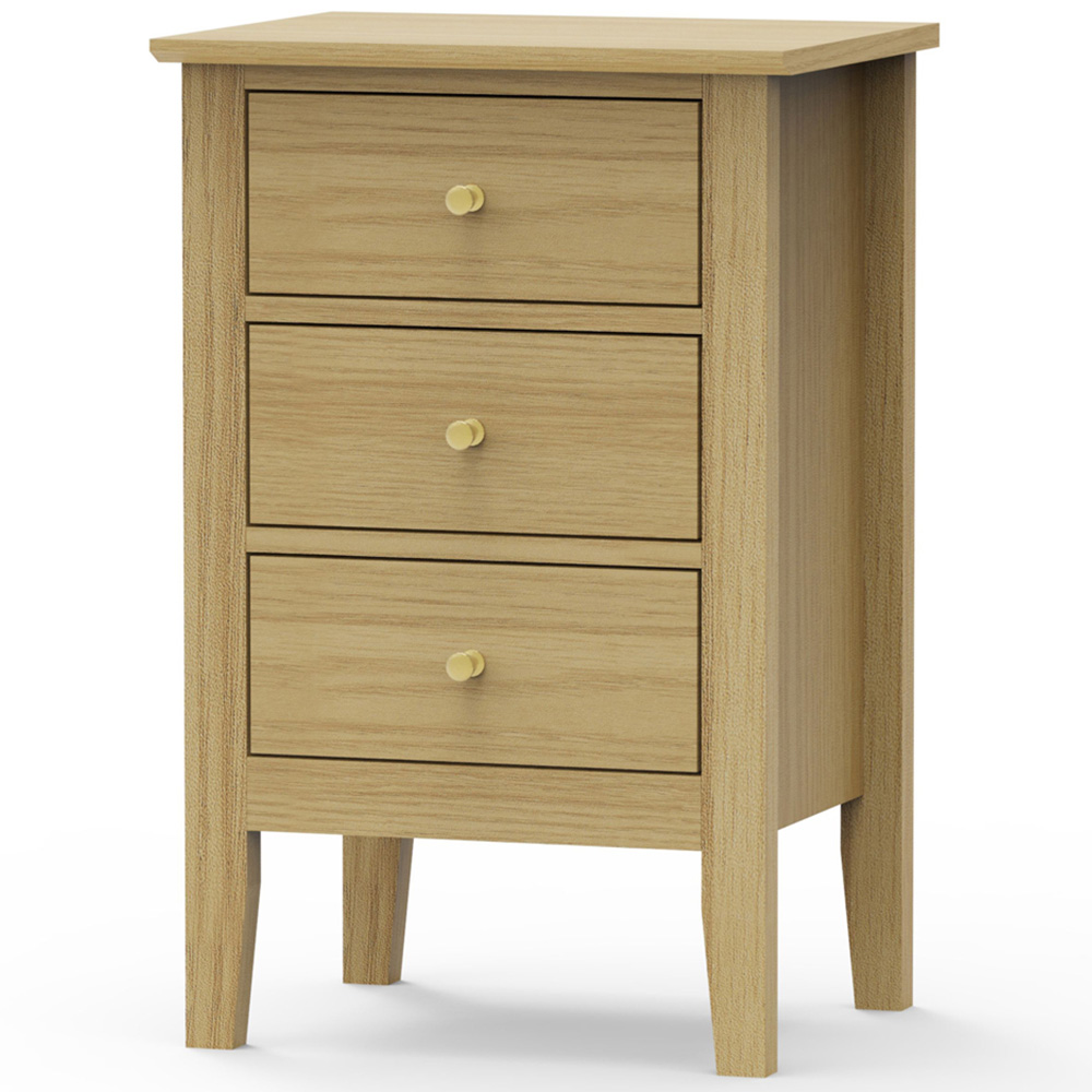 Core Products Henley 3 Drawer Oak Effect Bedside Cabinet Image 2