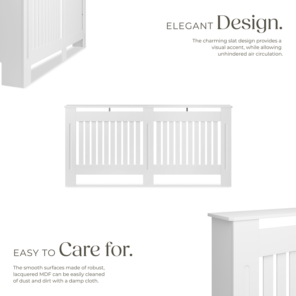 tectake Vila Louvre Style White Radiator Cover 172 x 82 x 19cm Image 3