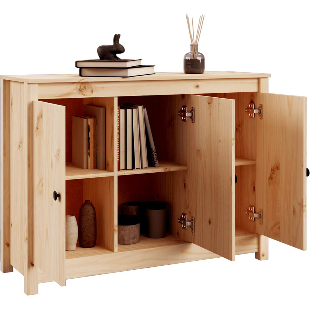 vidaXL 3 Door Natural Solid Pine Wood Sideboard Image 8