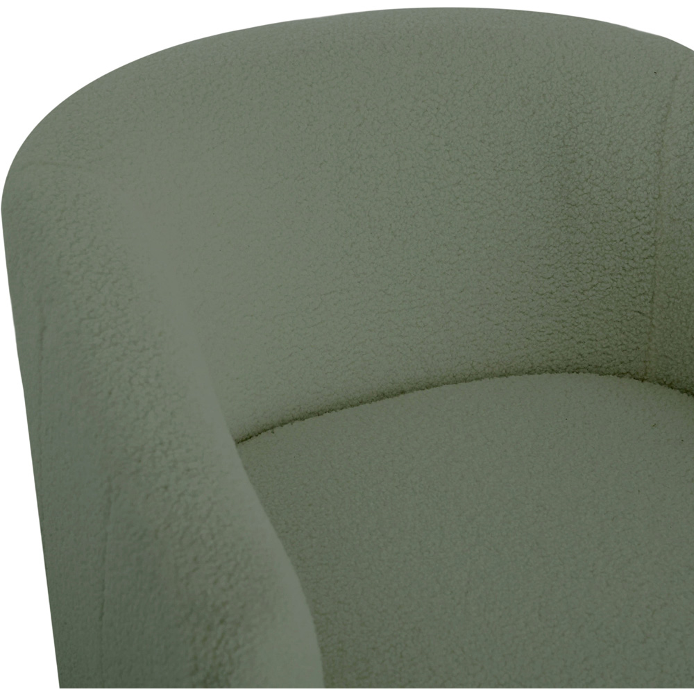 Living and Home Green Sherpa Fleece Ribbed Curved Barrel Swivel Armchair Image 4