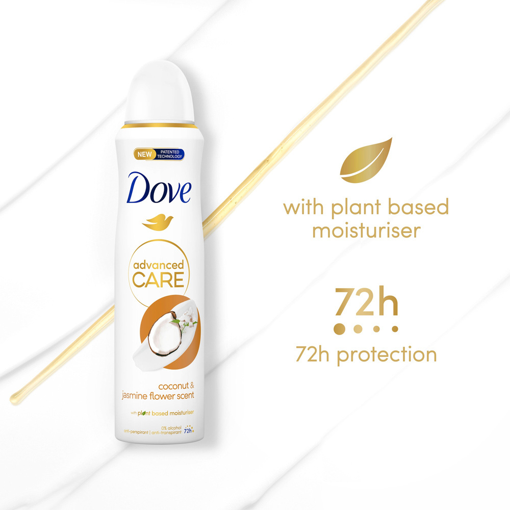 Dove Advanced Care Coconut & Jasmine Flower Scent Antiperspirant Deodorant Spray 200ml Image 5