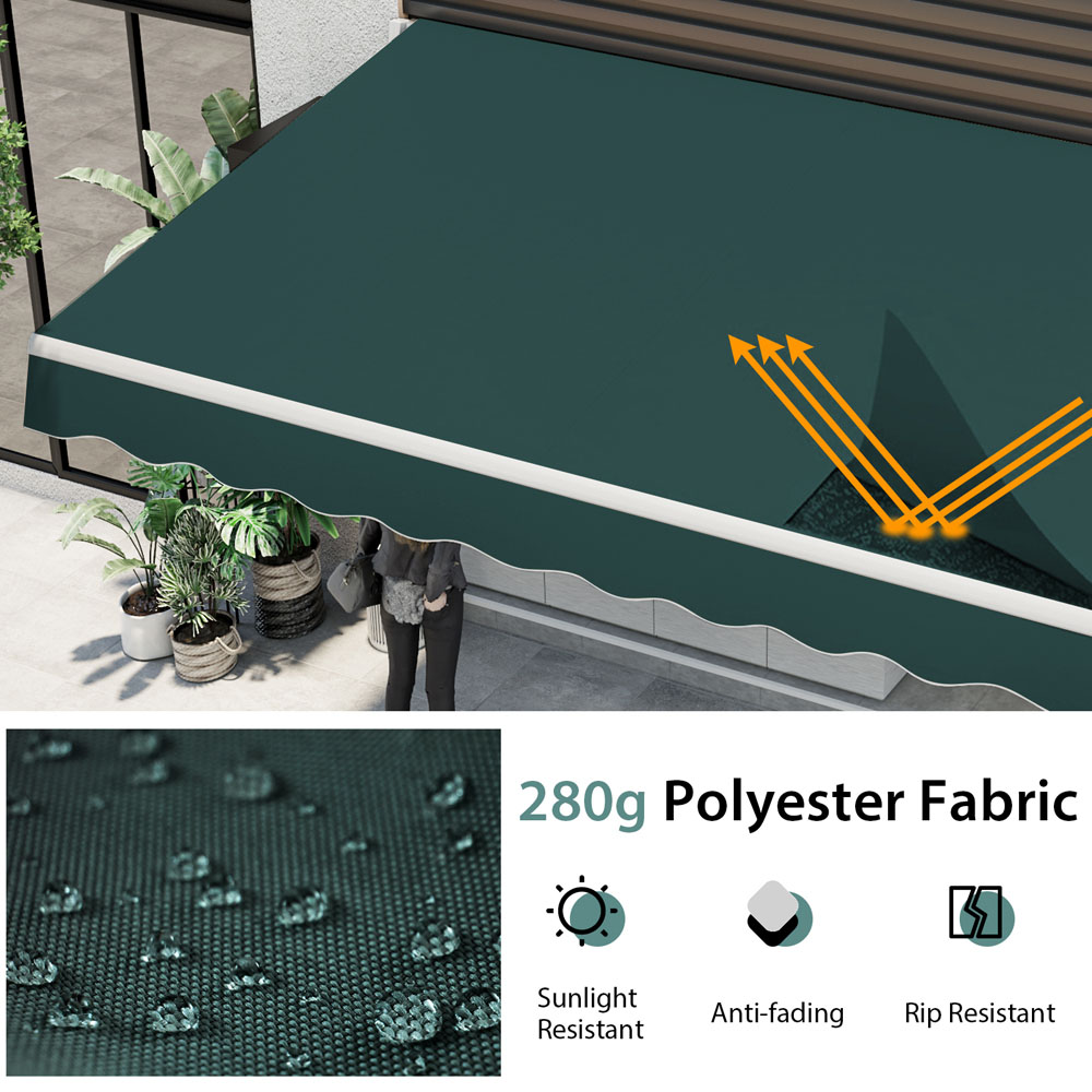 Costway Green Retractable Manual Patio Awning 3.6 x 3m Image 7