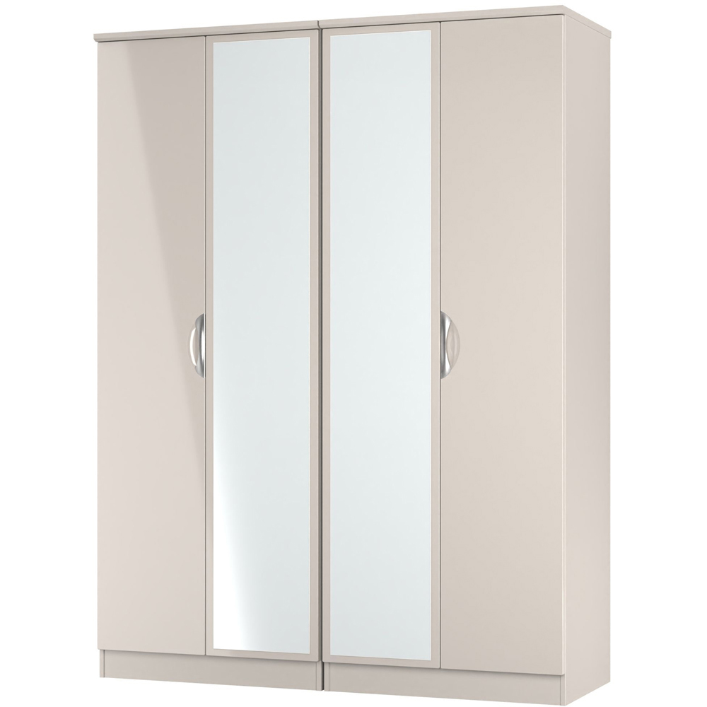 Crowndale Camden 4 Door Kashmir Gloss Mirror Wardrobe Ready Assembled Image 3