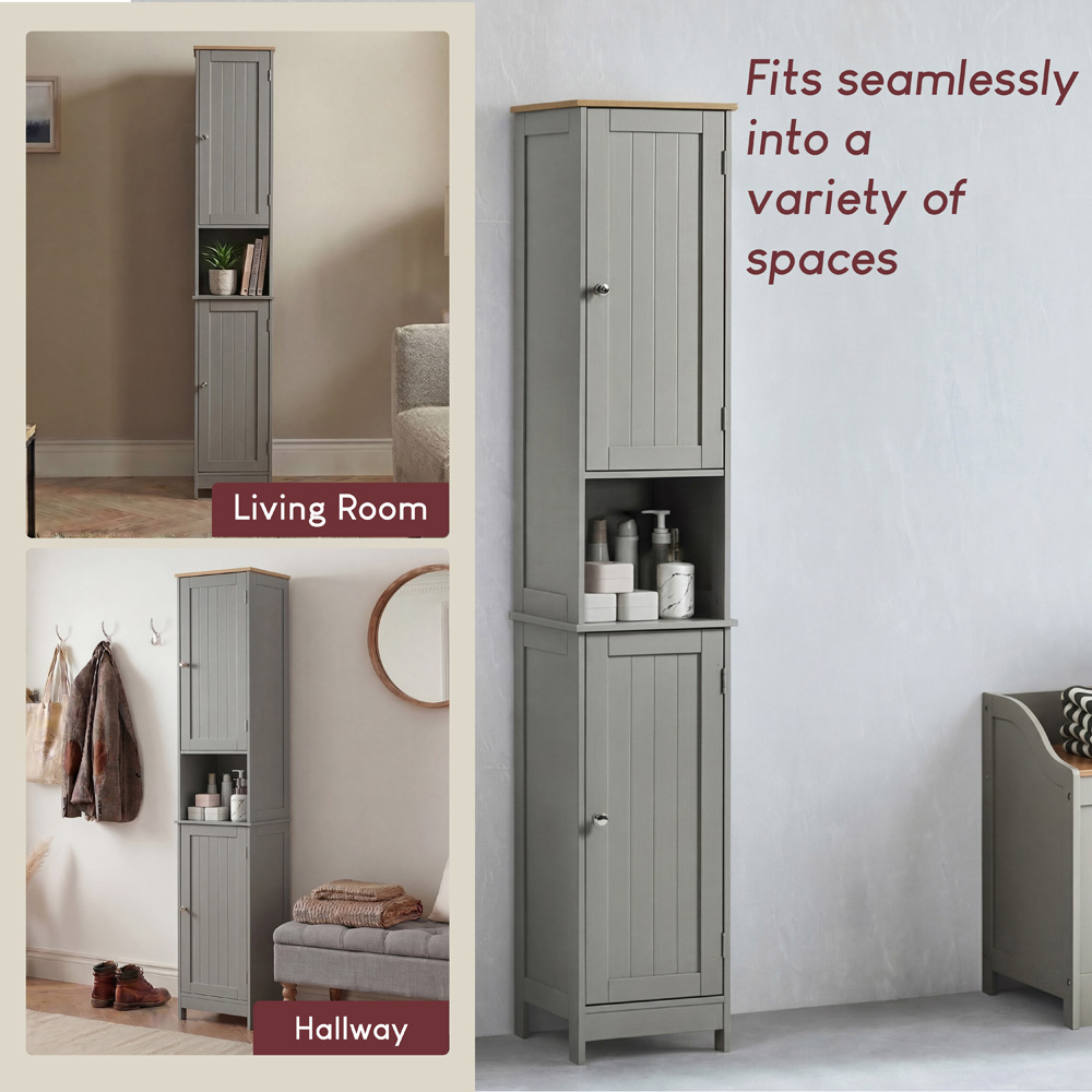 BATH VIDA 2 Door Grey Tall Floor Cabinet Image 4