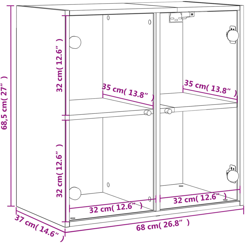 vidaXL 2 Glass Door White Wall Cabinet Image 6