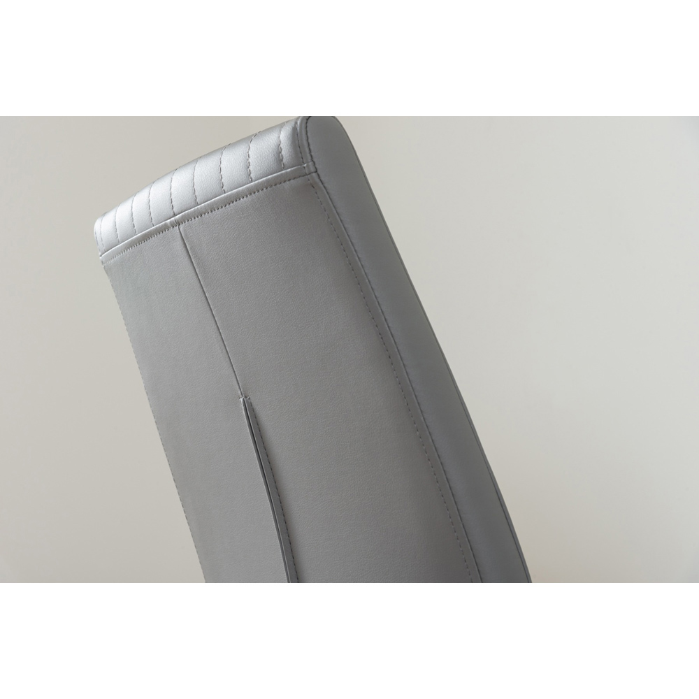 Furniturebox Fontana Set of 2 Elephant Grey and Chrome Faux Leather Dining Chair Image 7