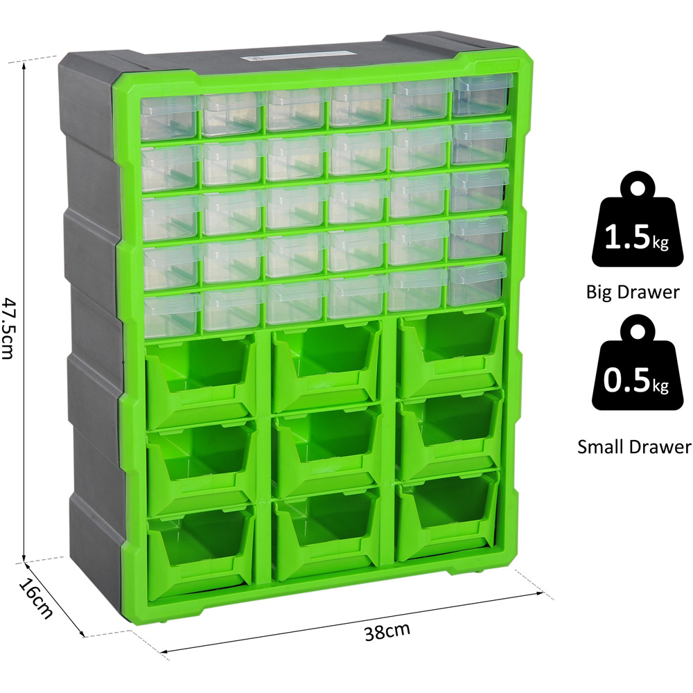 Durhand 39 Drawer Green Storage Organiser Image 8