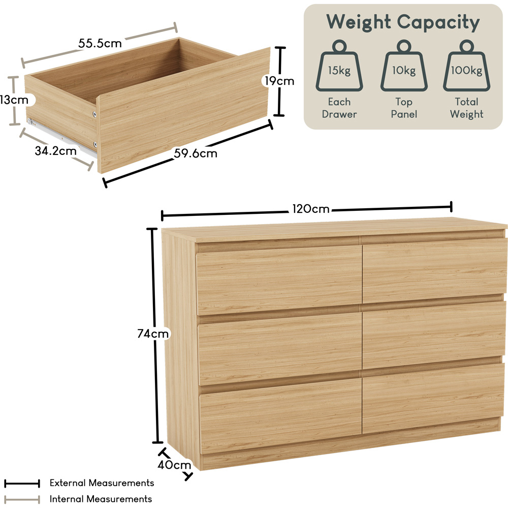 VIDA DESIGNS Denver 6 Drawer Pine Chest of Drawers Image 9