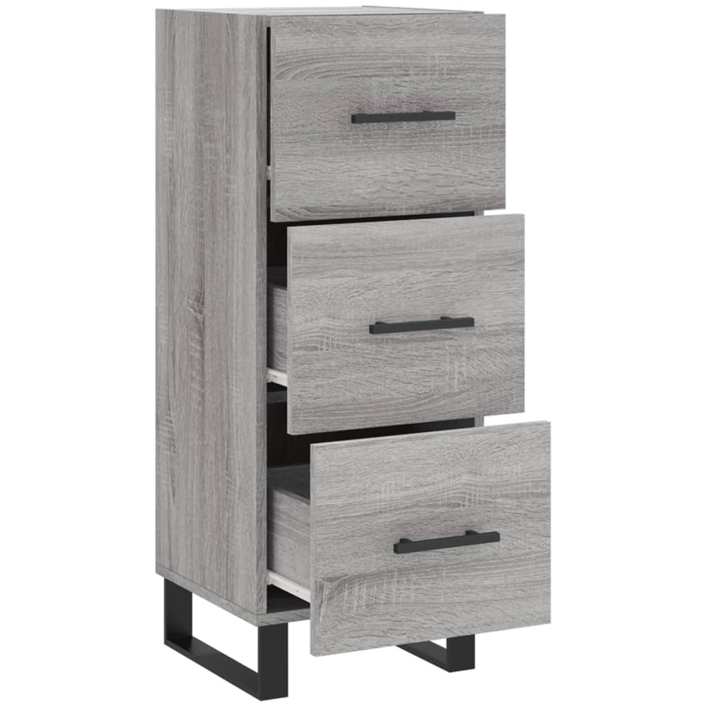 vidaXL 3 Drawer Grey Sonoma Wooden Sideboard Image 5