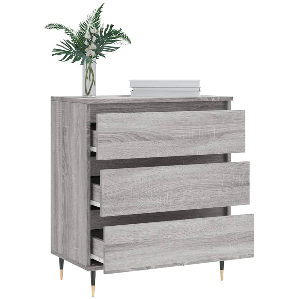 vidaXL 3 Door Grey Sonoma Wooden Sideboard Image 4