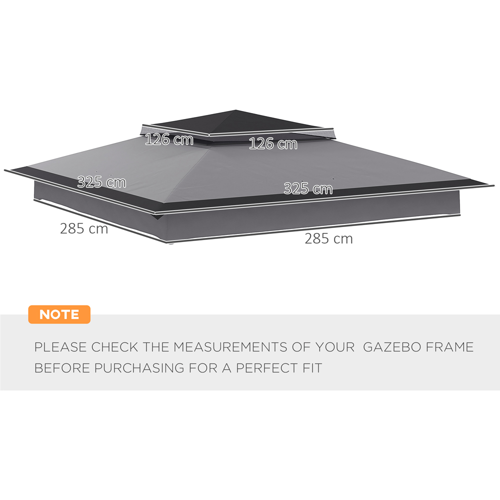Outsunny 3.25 x 3.25m 2 Tier Grey Pop Up Gazebo Roof Canopy Image 3