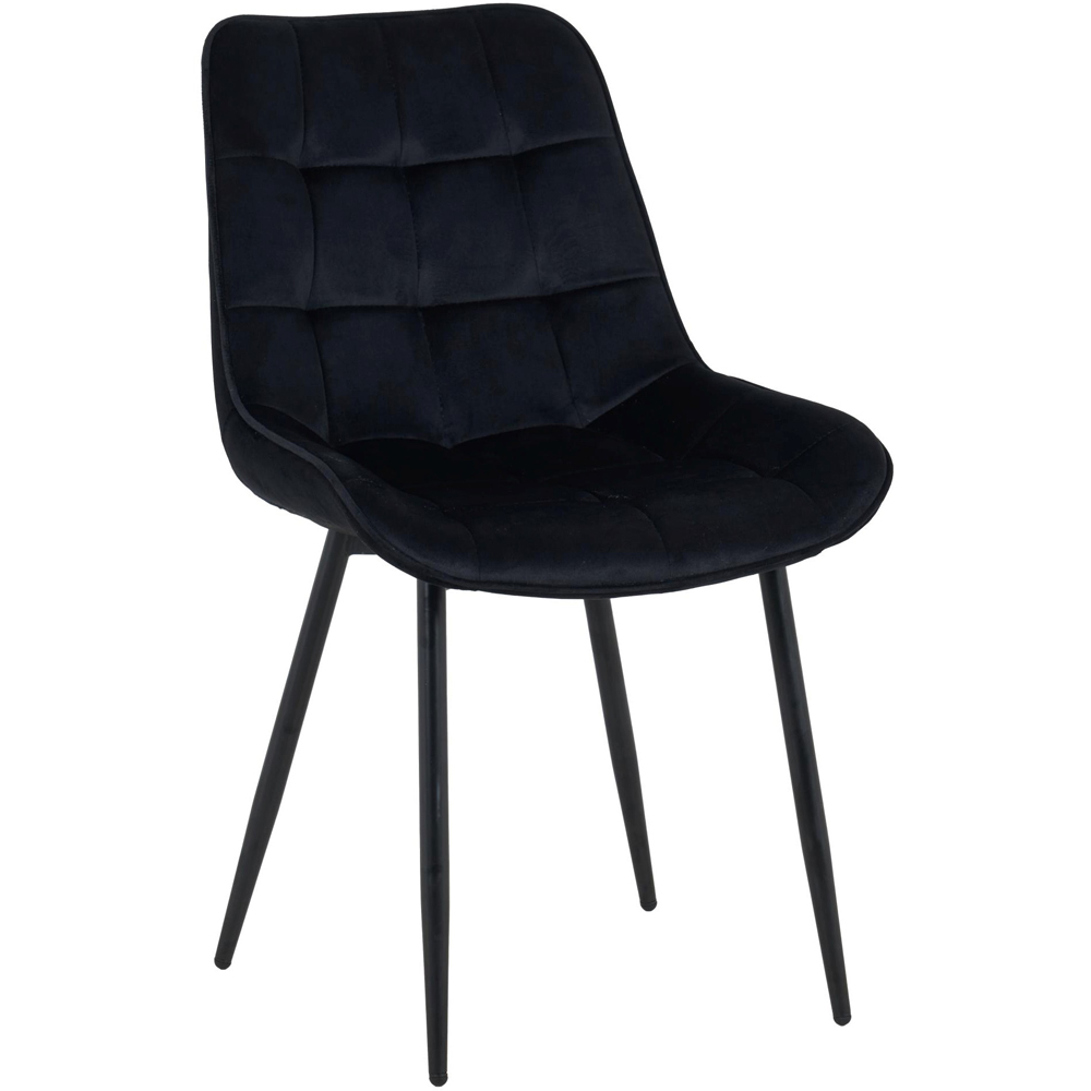 Indoor Living New York 4 Seater Black Erica Velvet Dining Table Set Image 5