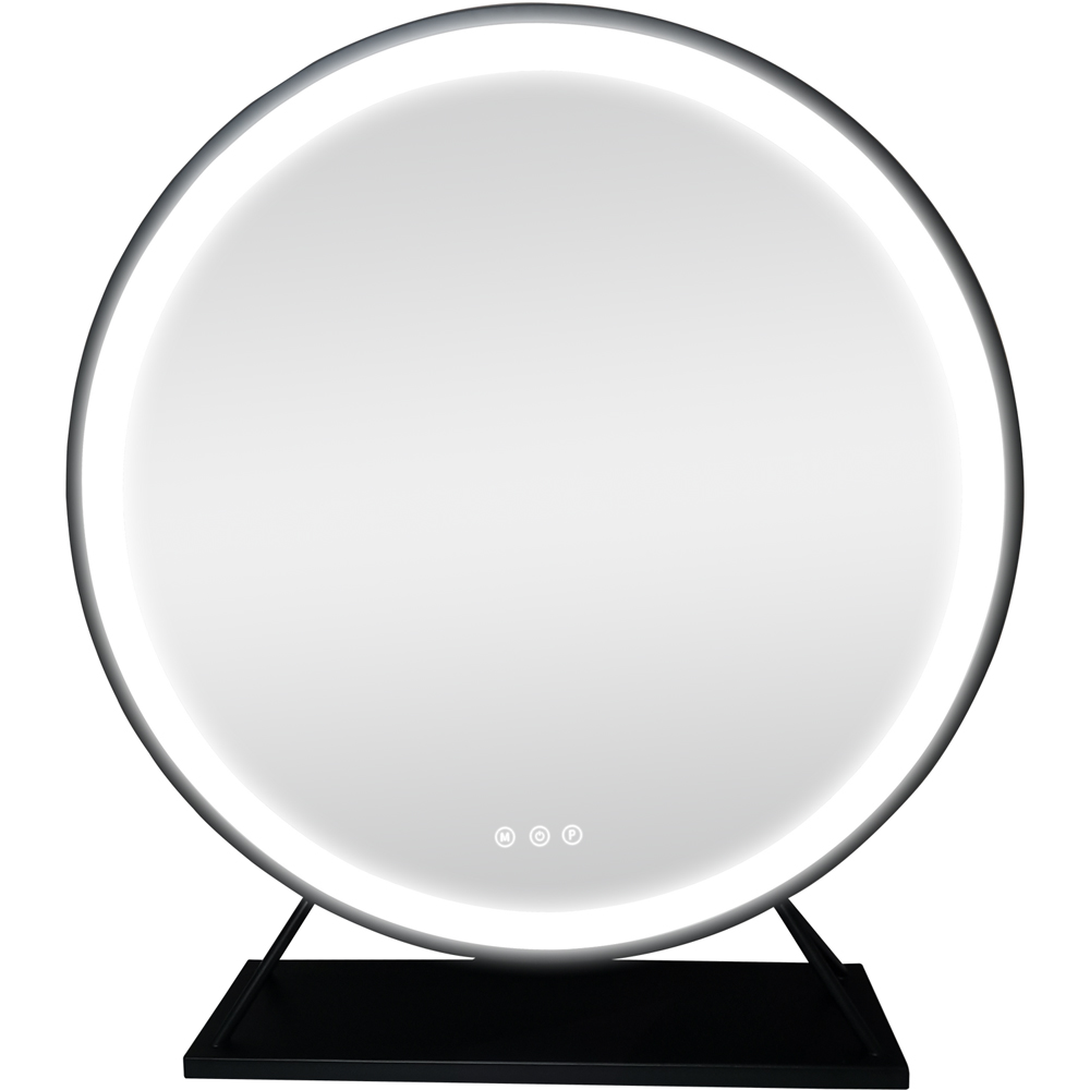 Round Standing Hollywood LED Mirror Black Image 6