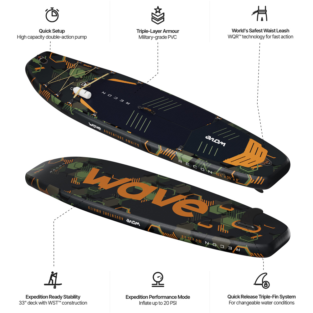 Wave Recon 3.0 SUP 10.4ft Green Inflatable Paddleboard Image 7