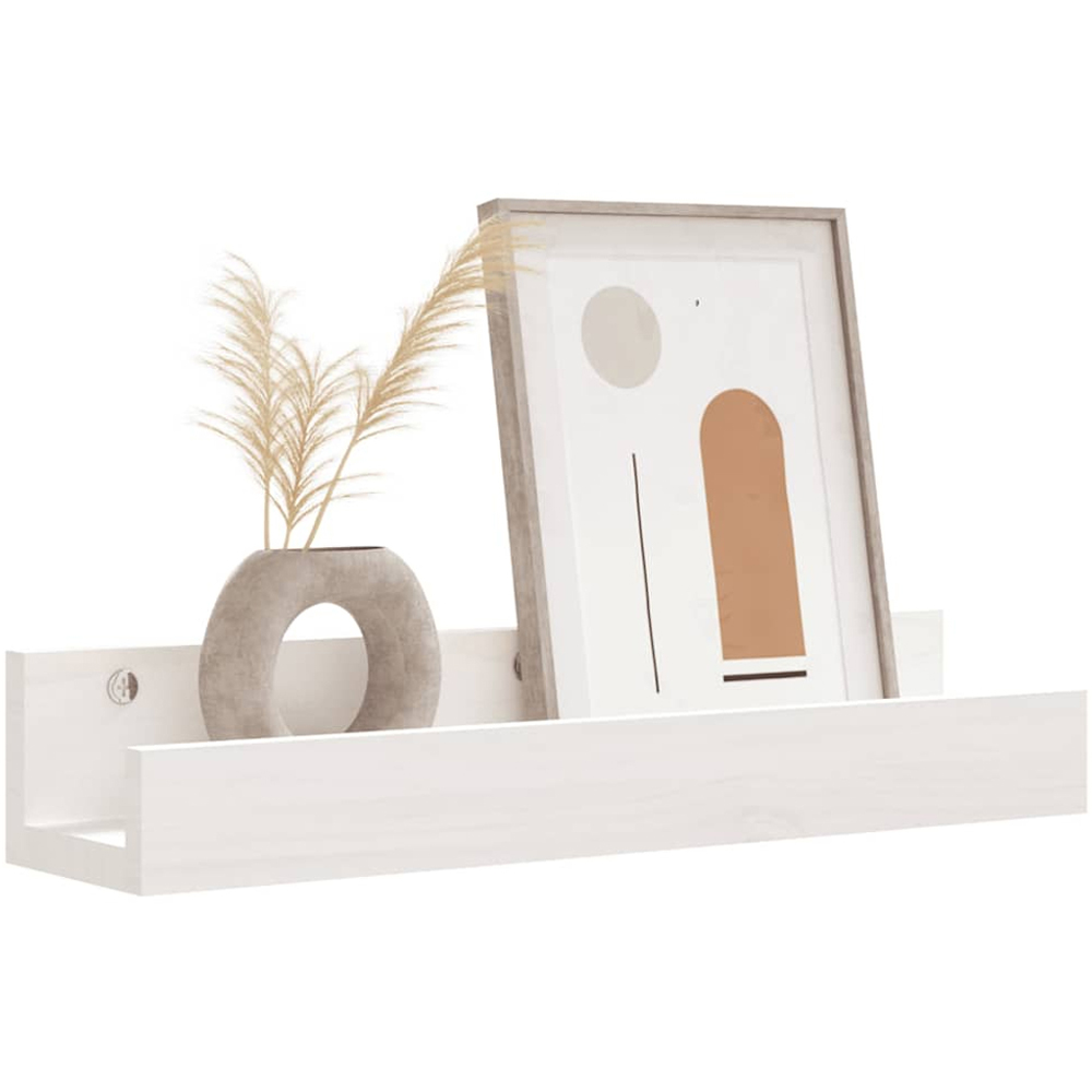 vidaXL 50 x 12 x 9cm Set of 2 White Solid Wood Pine Wall Shelf Image 6