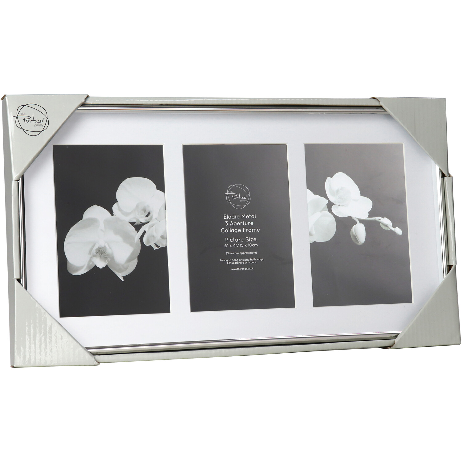 The Port. Co Gallery Elodie Silver Metal 3 Aperture Collage Photo Frame 6 x 4 inch Image 1