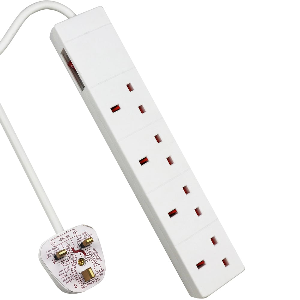ExtraStar 4 Gang 13A Indicator Side Switched Extension Lead 2m Image 1