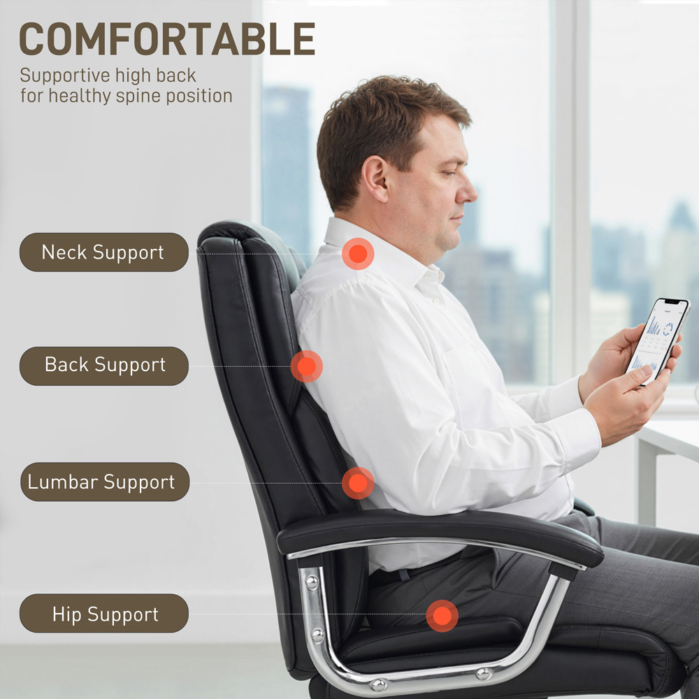 Portland Black High Back Swivel Office Desk Chair with Spring Cushion Image 3