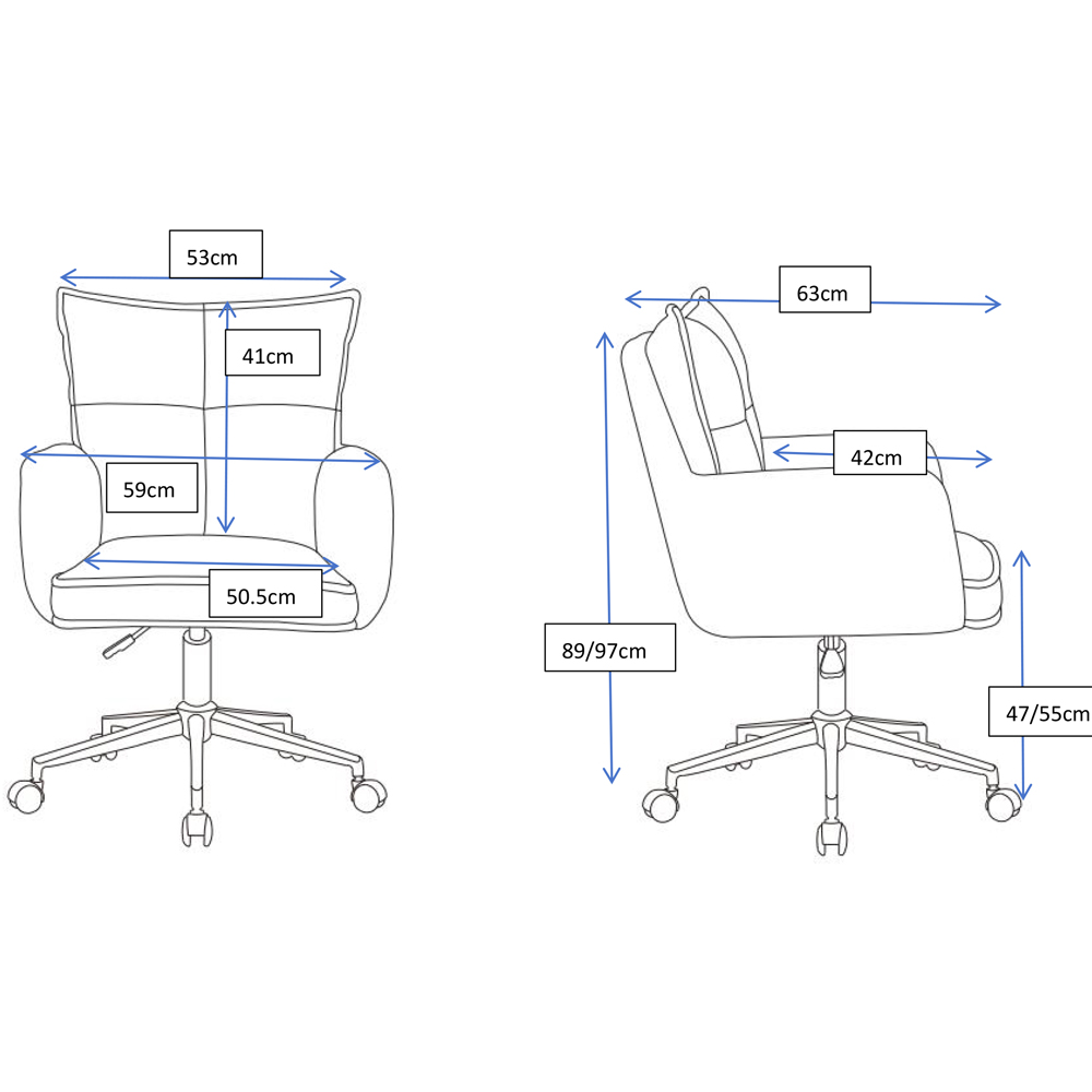 Loft24 Harbour Cream Height Adjustable Corduroy Office Chair Image 9