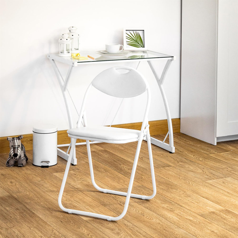 Harbour Housewares Set of 4 White Padded Foldable Chair Image 6