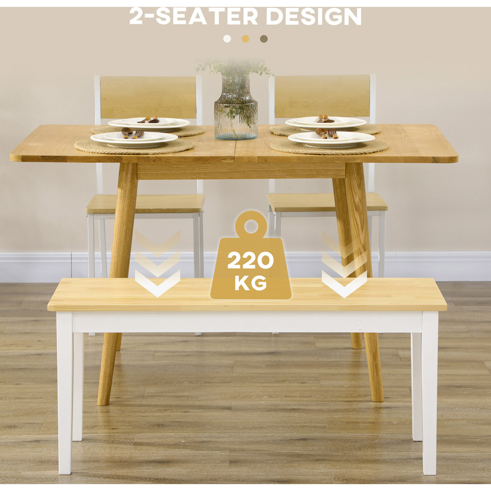 Portland 2 Seater Natural Wood Effect Dining Bench Image 4
