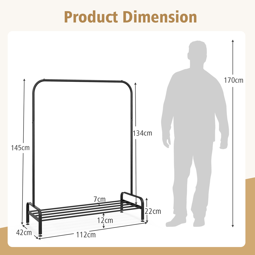 Costway Single Shelf Black Metal Clothes Stand Image 9