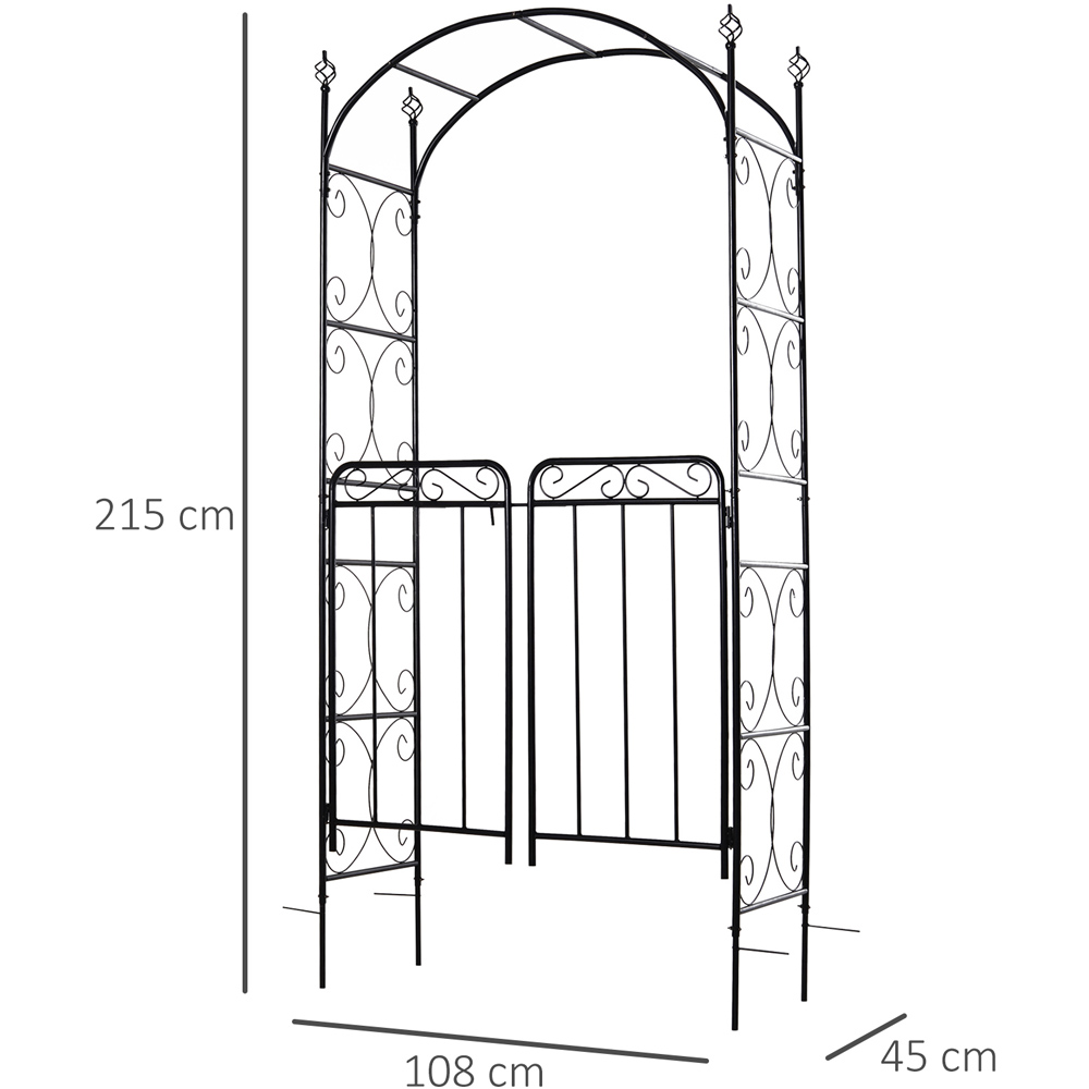 Outsunny Antique Black Metal Garden Arch with Gate Image 7