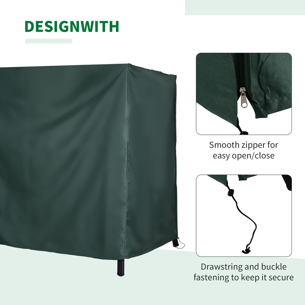 Outsunny Green 3 Seater Swing Bench Cover 164 x 124 x 205cm Image 6