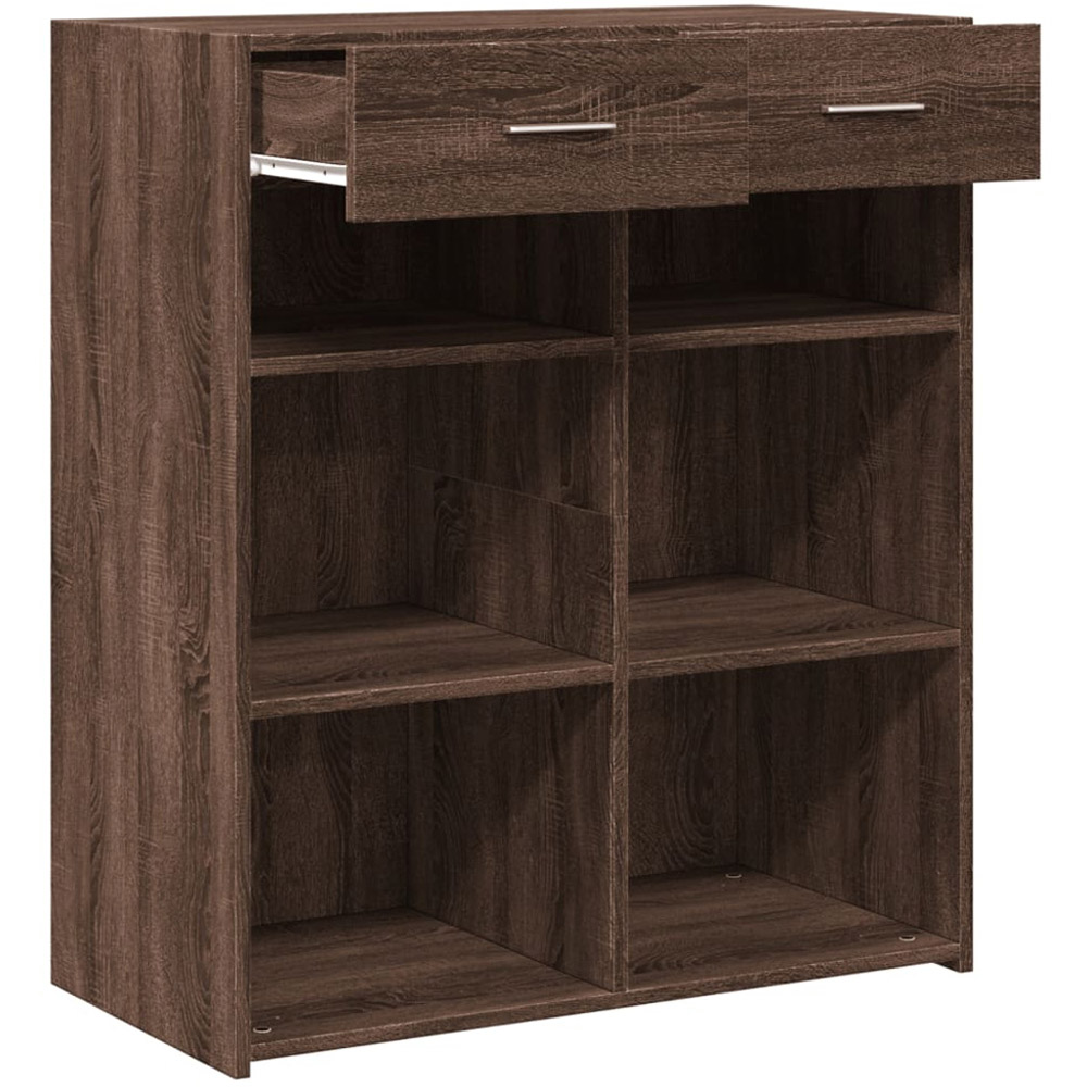 vidaXL 2 Drawer 6 Shelf Brown Oak Sideboard Image 7