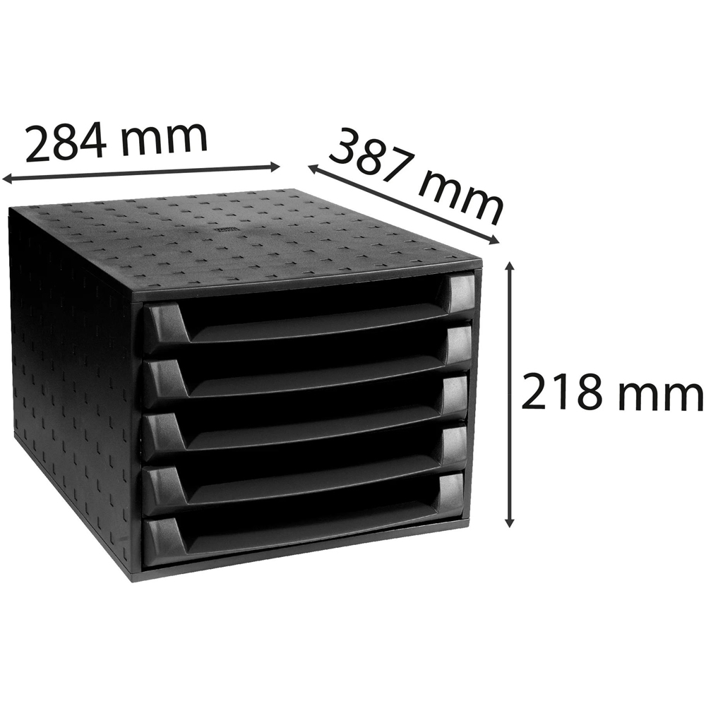 Exacompta EcoBlack 5 Drawer Black Desk Organiser Image 4